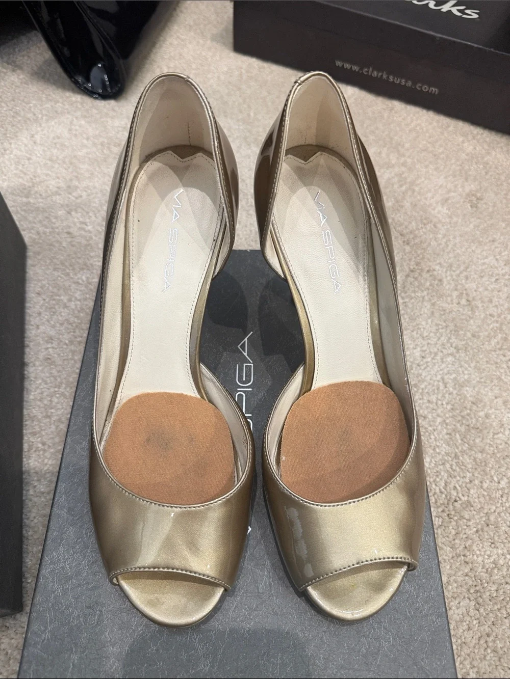 Gold Peep-Toe Heels - Elegant Women's Dress Pumps